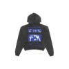 Off-White Men’ s Graphic Printed Drawstring Printing Hooded Long Sleeves Dark Grey