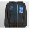 Off-White Men’ s Graphic Printed Drawstring Printing Hooded Long Sleeves Dark Grey