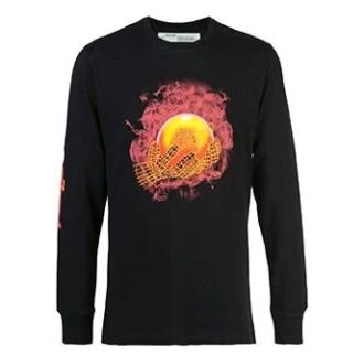 Off-White Men’ s Hands and Planet L/S Printing Long Sleeves Black T-Shirt Off-White Men’ s Hands and Planet L/S Printing Long Sleeves Black T-Shirt