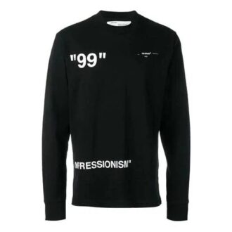 Off-White Men’ s Ice Man Round Neck Loose Long Sleeves Black T-Shirt Off-White Men’ s Ice Man Round Neck Loose Long Sleeves Black T-Shirt