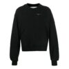 Off-White Men’ s Logo Alphabet Pattern Round Neck Pullover Loose Fit Black