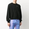Off-White Men’ s Logo Alphabet Pattern Round Neck Pullover Loose Fit Black