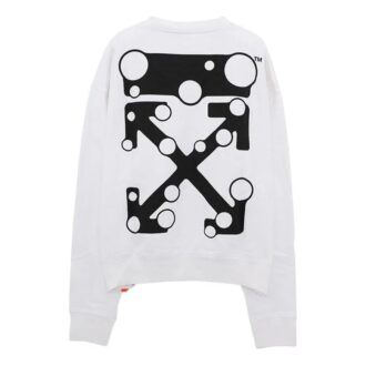 Off-White Men’ s Logo Arrow Pattern Pullover Loose Fit White