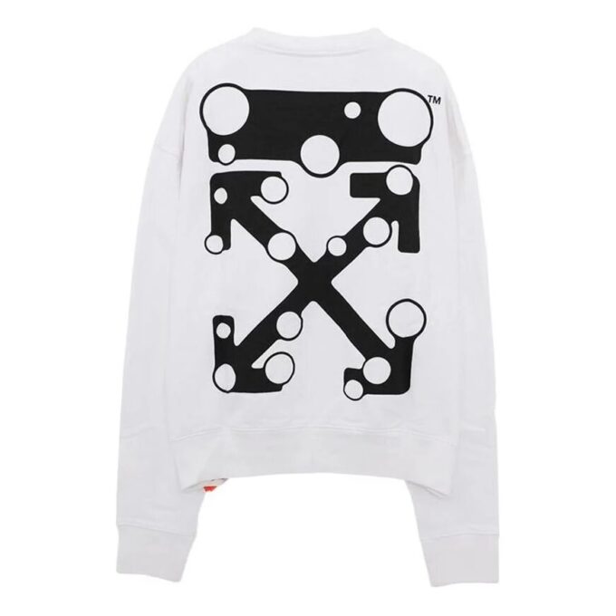 Off-White Men’ s Logo Arrow Pattern Pullover Loose Fit White