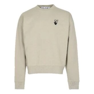 Off-White Men’ s Logo Arrow Printing Round Neck Long Sleeves Khaki