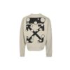 Off-White Men’ s Logo Arrow Printing Round Neck Long Sleeves Khaki