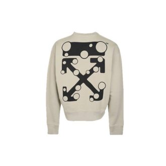 Off-White Men’ s Logo Arrow Printing Round Neck Long Sleeves Khaki