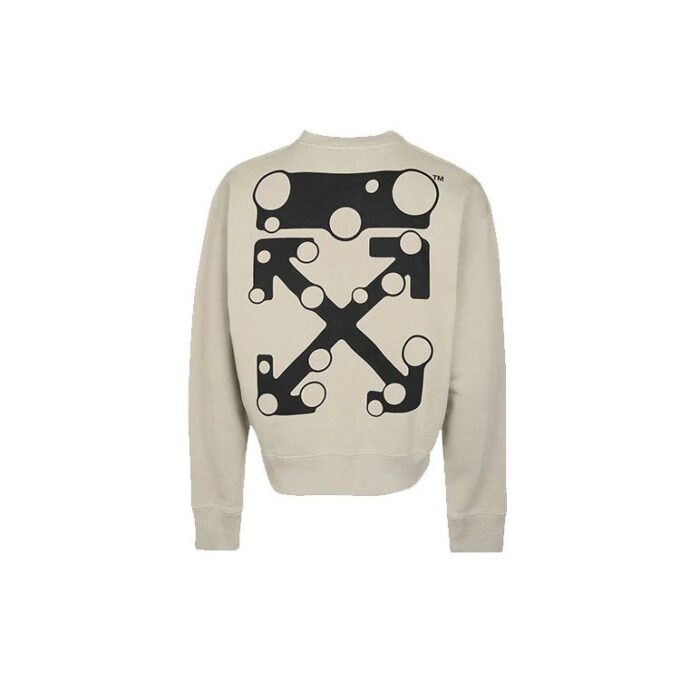 Off-White Men’ s Logo Arrow Printing Round Neck Long Sleeves Khaki