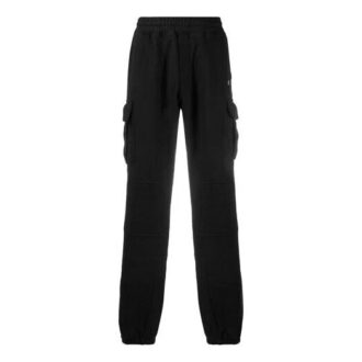 Off-White Men’ s Logo Elastic Waistband Cargo Sports Pants/Trousers/Joggers Slim Fit Black