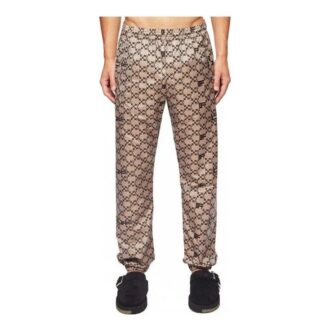 Off-White Men’ s Logo Full Print Elastic Waistband Casual Pants/Trousers Autumn Beige