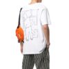 Off-White Men’ s Logo Graffiti Round Neck Pullover Short Sleeve Loose Fit White T-Shirt