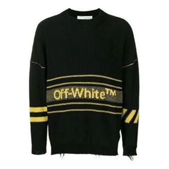 Off-White Men’ s logo Knit Round Neck Black
