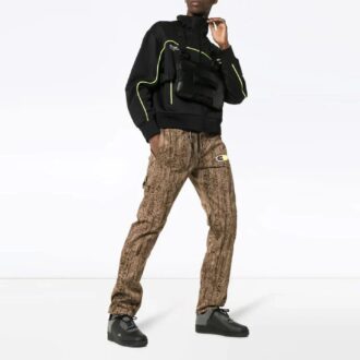 Off-White Men’ s Logo Label Camouflage Sports Pants/Trousers/Joggers Slim Fit Beige