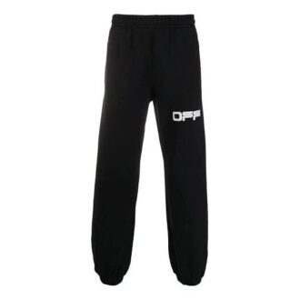 Off-White Men’ s Logo Pattern Printing Bundle Feet Sports Pants/Trousers/Joggers Black
