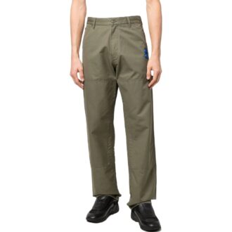 Off-White Men’ s Logo Printing Cargo Straight-Leg Casual Pants/Trousers Military Green