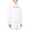 Off-White Men’ s Logo Printing Pattern Drawstring Hooded Long Sleeves White