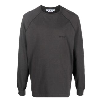 Off-White Men’ s Logo Printing Pattern Round Neck Pullover Long Sleeves Gray Off-White Men’ s Logo Printing Pattern Round Neck Pullover Long Sleeves Gray