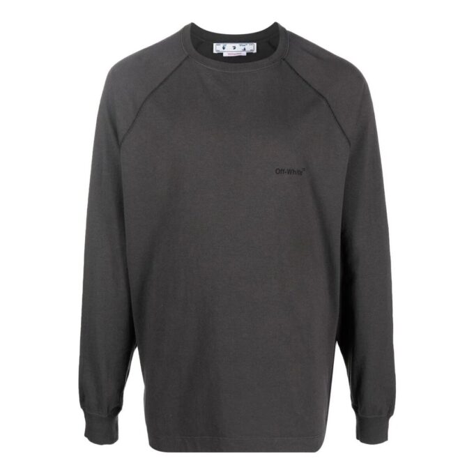 Off-White Men’ s Logo Printing Pattern Round Neck Pullover Long Sleeves Gray