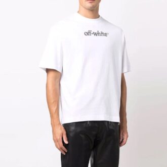 Off-White Men’ s Logo Printing Pullover Short Sleeve Loose Fit White T-Shirt Off-White Men’ s Logo Printing Pullover Short Sleeve Loose Fit White T-Shirt