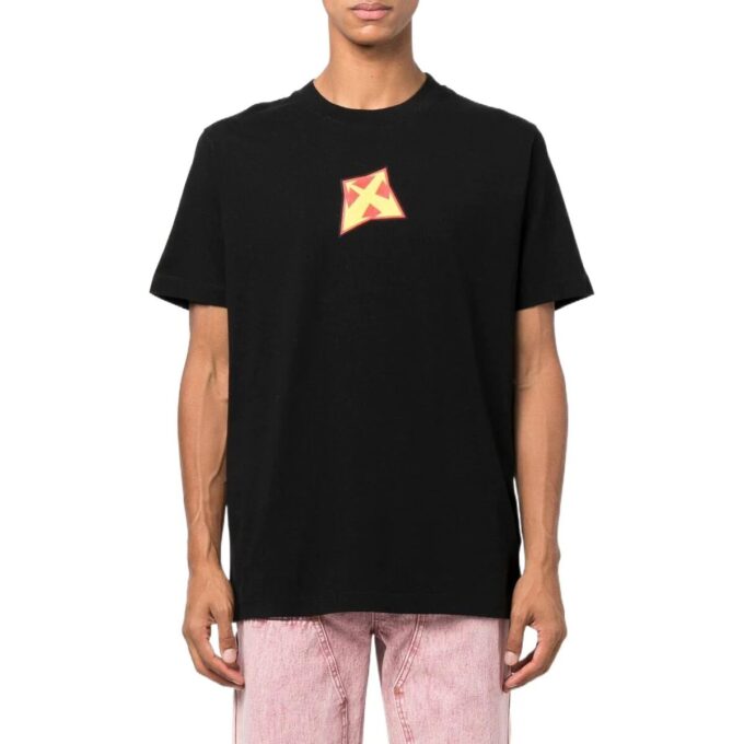 Off-White Men’ s Logo Printing Round Neck Pullover Short Sleeve Black T-Shirt