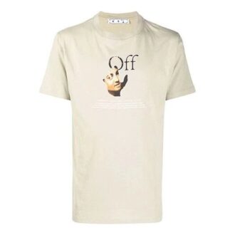 Off-White Men’ s Logo Printing Round Neck Short Sleeve Light Brown T-Shirt Off-White Men’ s Logo Printing Round Neck Short Sleeve Light Brown T-Shirt