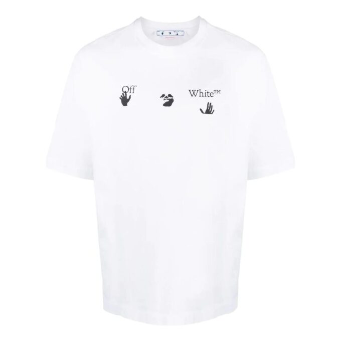 Off-White Men’ s Logo Printing Round Neck Short Sleeve White T-Shirt