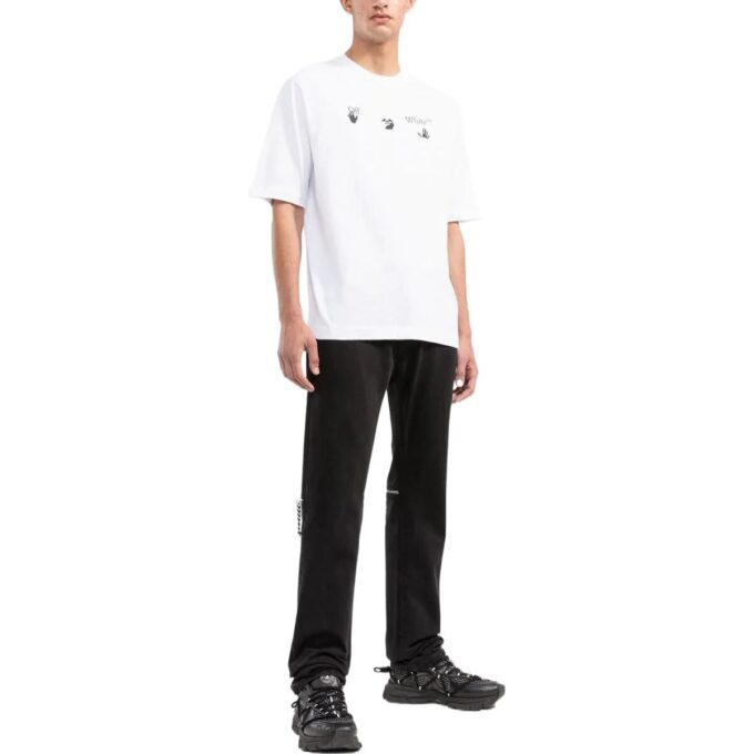 Off-White Men’ s Logo Printing Round Neck Short Sleeve White T-Shirt