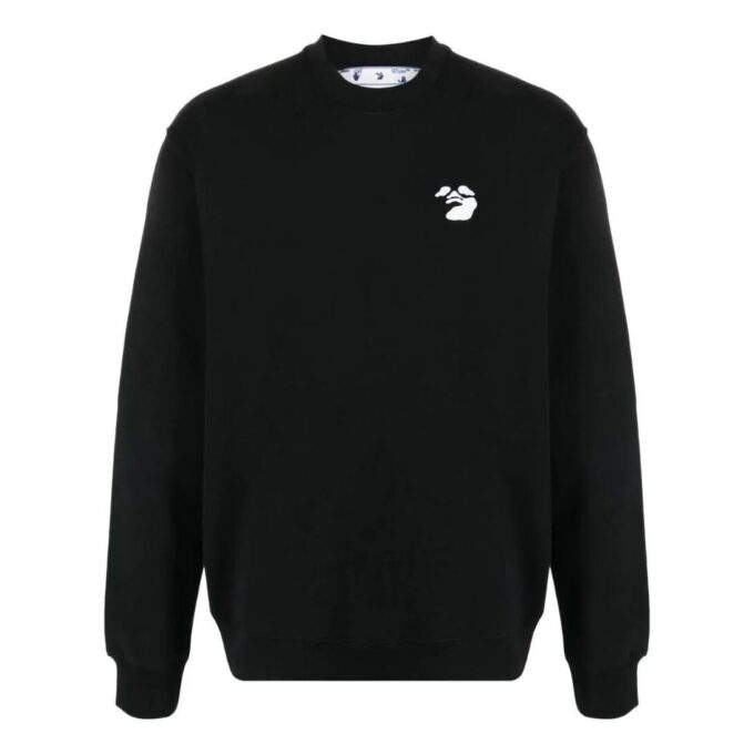 Off-White Men’ s Logo Printing Round Neck Sports Loose Fit Black