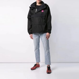 Off-White Men’ s Logo Pullover Hooded Jacket Loose Fit Black Off-White Men’ s Logo Pullover Hooded Jacket Loose Fit Black
