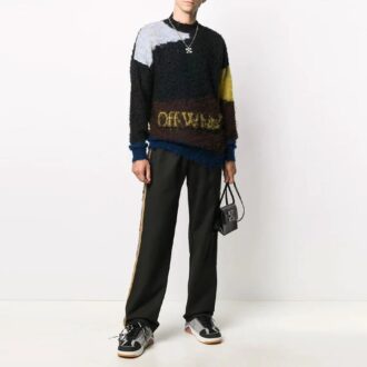 Off-White Men’ s Logo Side Stripe Sports Pants/Trousers/Joggers Loose Fit Black Off-White Men’ s Logo Side Stripe Sports Pants/Trousers/Joggers Loose Fit Black