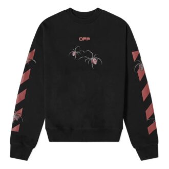 Off-White Men’ s Logo Spider Printing Round Neck Long Sleeves Black Off-White Men’ s Logo Spider Printing Round Neck Long Sleeves Black