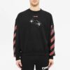 Off-White Men’ s Logo Spider Printing Round Neck Long Sleeves Black