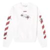 Off-White Men’ s Logo Spider Printing Round Neck Long Sleeves White
