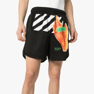 Off-White Men’ s Logo Sports Black Shorts Off-White Men’ s Logo Sports Black Shorts