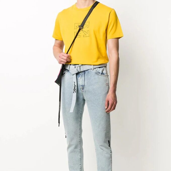 Off-White Men’ s Logo Workers Yellow T-Shirt