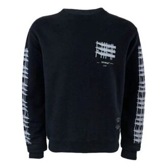 Off-White Men’ s Loose Casual Round Neck Pullover Printing Black