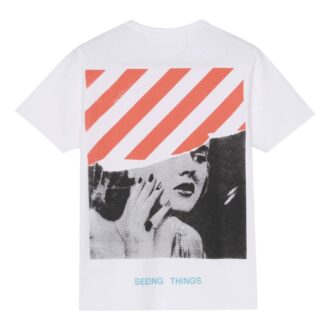 Off-White Men’ s Marilyn Monroe Printing Short Sleeve White T-Shirt