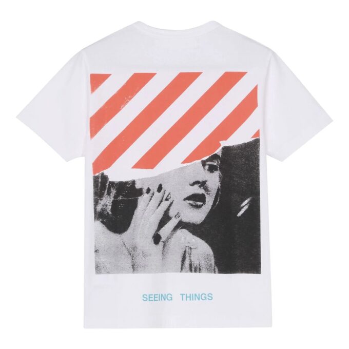 Off-White Men’ s Marilyn Monroe Printing Short Sleeve White T-Shirt