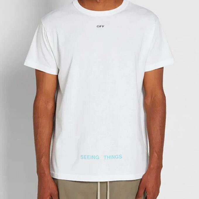 Off-White Men’ s Marilyn Monroe Printing Short Sleeve White T-Shirt