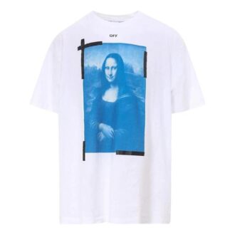 Off-White Men’ s Mona Lisa Arrow Printing Round Neck Pullover Short Sleeve White T-Shirt Off-White Men’ s Mona Lisa Arrow Printing Round Neck Pullover Short Sleeve White T-Shirt