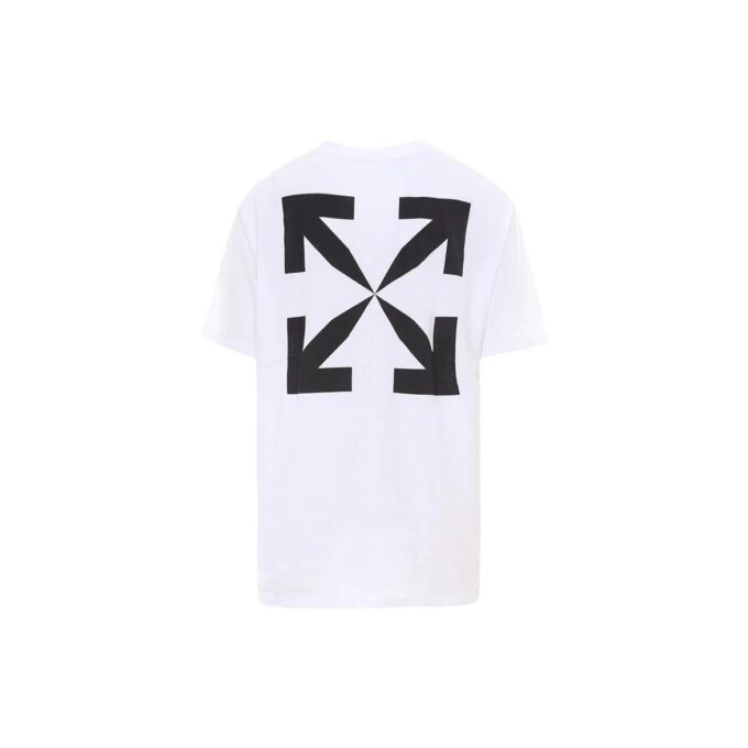 Off-White Men’ s Mona Lisa Arrow Printing Round Neck Pullover Short Sleeve White T-Shirt