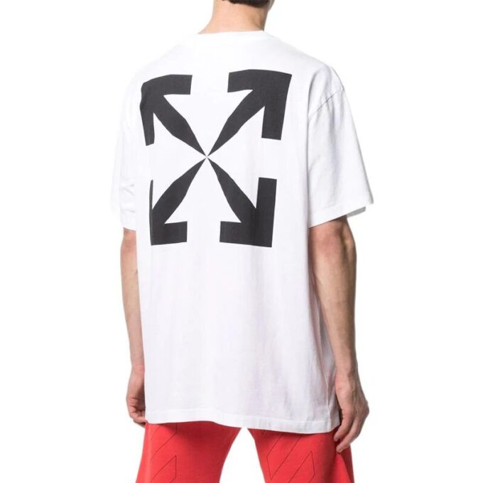 Off-White Men’ s Mona Lisa Arrow Printing Round Neck Pullover Short Sleeve White T-Shirt