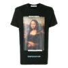 Off-White Men’ s Mona Lisa Printing Back Arrow Short Sleeve Black T-Shirt
