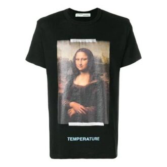 Off-White Men’ s Mona Lisa Printing Back Arrow Short Sleeve Black T-Shirt Off-White Men’ s Mona Lisa Printing Back Arrow Short Sleeve Black T-Shirt