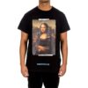 Off-White Men’ s Mona Lisa Printing Back Arrow Short Sleeve Black T-Shirt