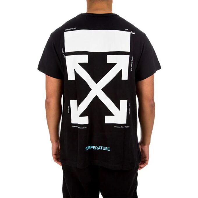 Off-White Men’ s Mona Lisa Printing Back Arrow Short Sleeve Black T-Shirt
