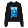 Off-White Men’ s Mona Lisa Printing Cotton Round Neck Pullover Black