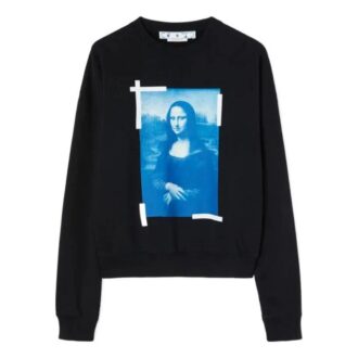 Off-White Men’ s Mona Lisa Printing Cotton Round Neck Pullover Black Off-White Men’ s Mona Lisa Printing Cotton Round Neck Pullover Black