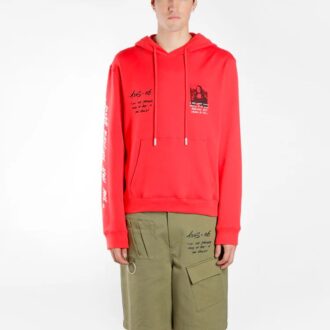 Off-White Men’ s Mona Lisa Printing Loose Fit Red Off-White Men’ s Mona Lisa Printing Loose Fit Red