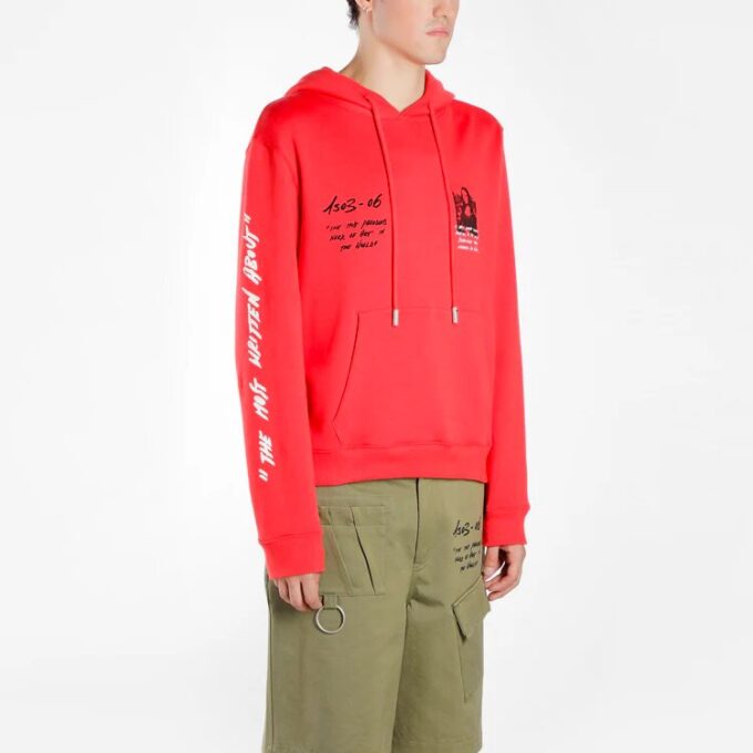 Off-White Men’ s Mona Lisa Printing Loose Fit Red